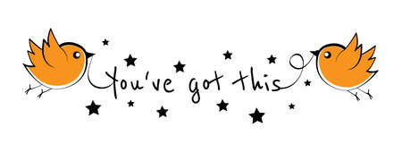 Cute flying birds, holding romantic quote. I love you, vector. P.S. I love you. Romantic, cute, love quotes. Wording design, lettering isolated on white background. Art design, artworkのイラスト素材