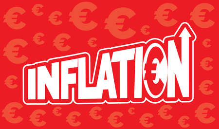 inflation, vector. Red alert. Euro symbol illustration. Poster designのイラスト素材