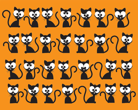 Funny cats pattern, vector. Cartoon illustration.のイラスト素材