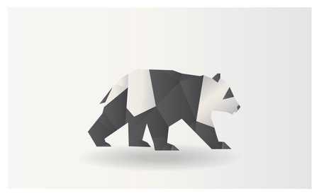 Geometric panda clip art design, vector. Geometrical mosaic illustration.のイラスト素材