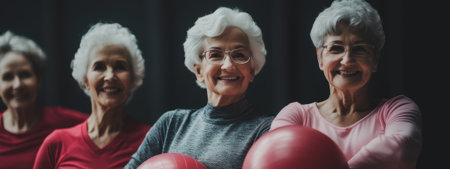 Senior women getting ready to exercise. Commercial photo. Photography with generative AIの素材