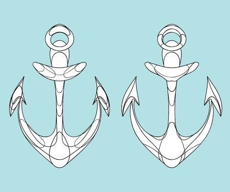 Vector set of stylized ship anchors. Collection of tattoos with an anchor.のイラスト素材