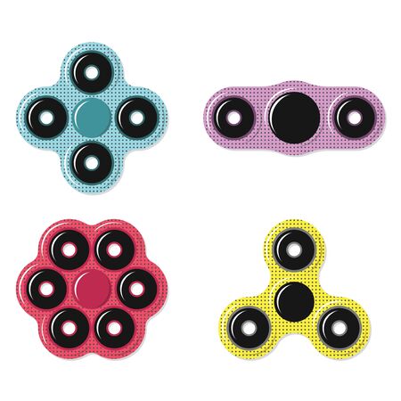 Hand spinner. Set of vector spinner fidget toy icons.のイラスト素材