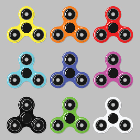 Hand spinner. Set of vector spinner fidget toy icons.のイラスト素材