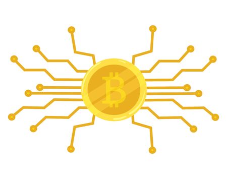 Gold coin bitcoin. Crypto currency icon. Mining. Vector iconのイラスト素材