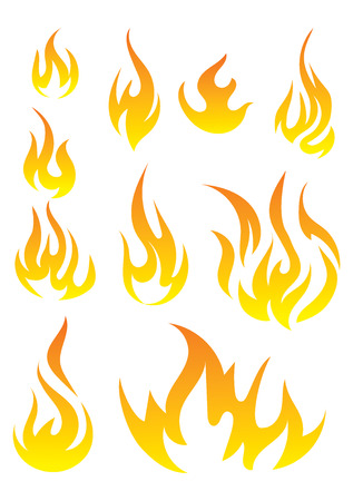 Vector set of flame. A collection of stylized fires. Abstract fire.のイラスト素材