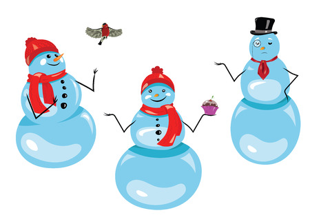 Set of Christmas snowmenのイラスト素材