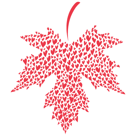 A maple leaf with hearts. A symbol of love. Flag of Canada.のイラスト素材