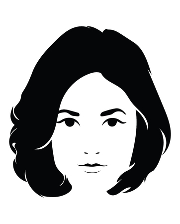 The head of a beautiful girl. Face of a young woman with a female hairdo.のイラスト素材