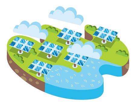 Eco energy. Illustration of green energy. Protection of nature from harmful emissions. Cartoon drawing for children.のイラスト素材