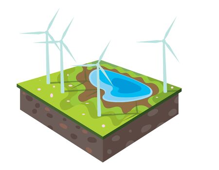 Eco energy. Illustration of green energy. Protection of nature from harmful emissions. Cartoon...