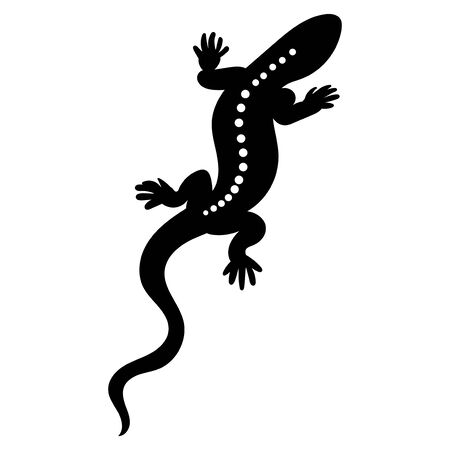 Stylized lizard. Black white reptile illustration.のイラスト素材