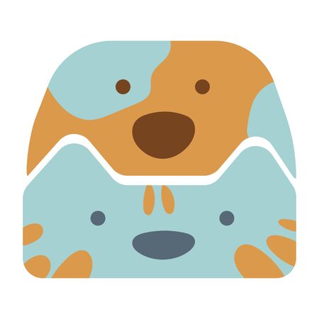Veterinary. Illustration for pet shop. Drawing with pets. Stylized design with a dog and a cat.のイラスト素材