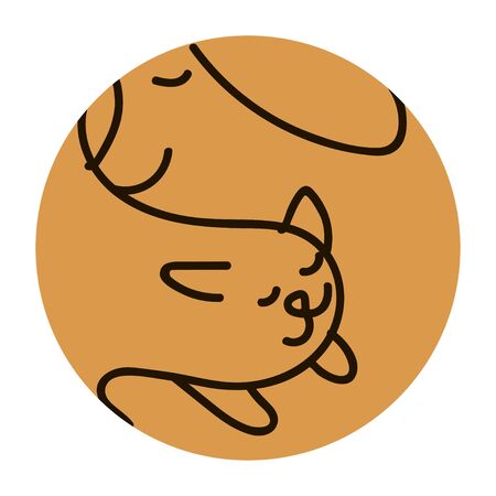 Veterinary. Illustration for pet shop. Drawing with pets. Stylized design with a dog and a cat.のイラスト素材