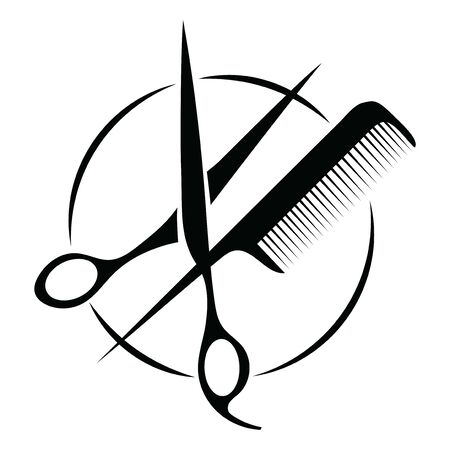design for the hairdresser. Black and white design for a barbershop.Vector illustration for hairdresser.のイラスト素材