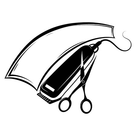 design for the hairdresser. Black and white design for a barbershop. Vector illustration for hairdresserのイラスト素材