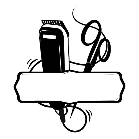 design for the hairdresser. Black and white design for a barbershop. Vector illustration for hairdresser.のイラスト素材