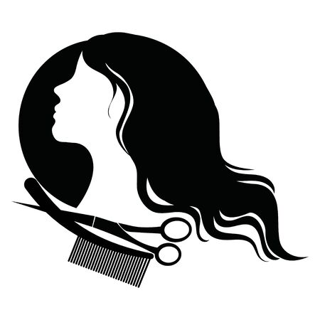 design for the hairdresser. Black and white design for a barbershop. Vector illustration for hairdresserのイラスト素材