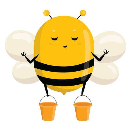 bee. Stylized design with a honey bee. Hornet. Icon with insect. The farm.のイラスト素材