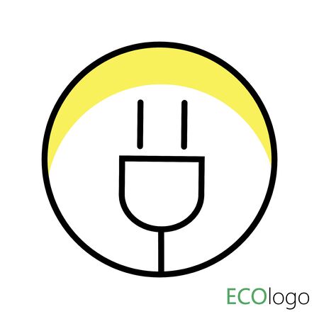 Logo is energy. Logo of a stylized light bulb in a circle. Round logotype.のイラスト素材