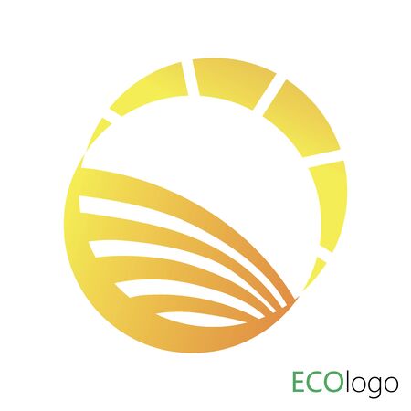 Logotype of agriculture. Logo with a field of wheat. Stylized eco logo.のイラスト素材