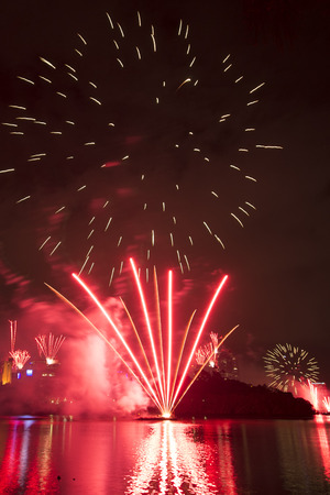 Festival with fireworks in 2014 at Brisbane City, Queensland, Australiaの写真素材