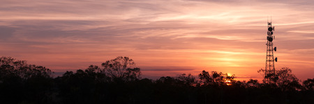 Radio tower at sunset in Redbank Plains, Brisbane, Queensland.の写真素材