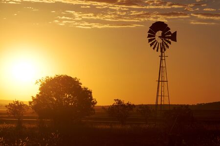Windmill in the outback of Queenslandの写真素材