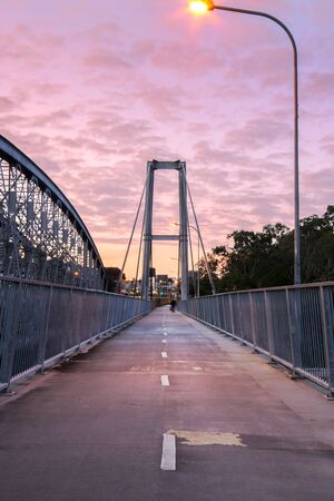 The Walter Taylor Bridge also known as Indooroopilly Bridge in Brisbane Queensland at night.の写真素材