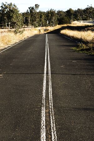 Road out in the country, Queensland, Australia. Bleached and desaturated look.の写真素材