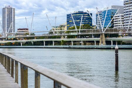 Brisbane, Australia - Tuesday 23rd June, 2015: View of Kurilpa Bridge and Brisbane City in the daytime from Southbank on Tuesday the 23rd June 2015.のeditorial素材