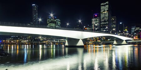 Brisbane, Australia - Tuesday 23rd June, 2015: View of Victoria Bridge and Brisbane City at night from Southbank on Tuesday the 23rd June 2015.のeditorial素材