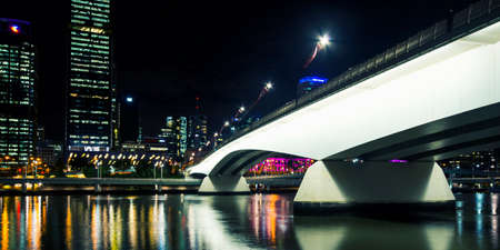 Brisbane, Australia - Tuesday 23rd June, 2015: View of Victoria Bridge and Brisbane City at night from Southbank on Tuesday the 23rd June 2015.のeditorial素材