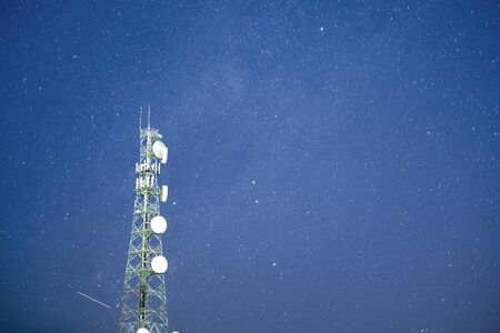 Radio tower at night with stars in the background in Redbank Plains, Brisbane, Queensland.の写真素材
