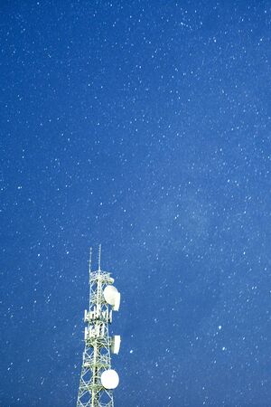 Radio tower at night with stars in the background in Redbank Plains, Brisbane, Queensland.の写真素材