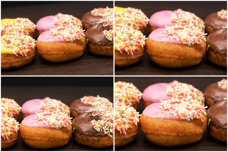 Assorted donuts with a multi panel effectの写真素材