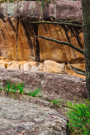 Underground creek in Girraween National Park during the day in Queensland, Australiaの写真素材