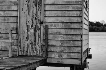 Maroochy River Boat House in the late afternoon in Maroochydore, Sunshine Coast. Black and White image.の写真素材