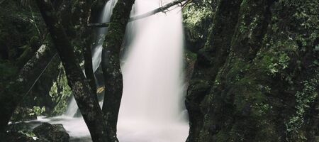 Knyvet Falls in Cradle Mountain, Tasmania after heavy rainfall.の写真素材