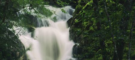 Knyvet Falls in Cradle Mountain, Tasmania after heavy rainfall.の写真素材