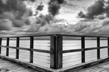 Woody Point Jetty in Redcliffe. Long exposure black and white.の写真素材