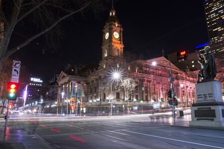 View of Melbourne City at night on August 17, 2016.のeditorial素材