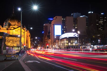 View of Melbourne City at night on August 17, 2016.のeditorial素材