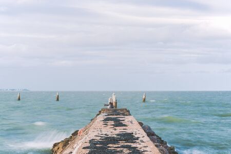 Shorncliffe Pier in the late afternoon in Queensland, Australia.の写真素材