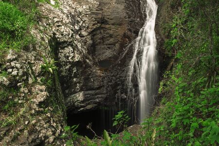 Natural Bridge Waterfall at Springbrook in Queensland.の写真素材
