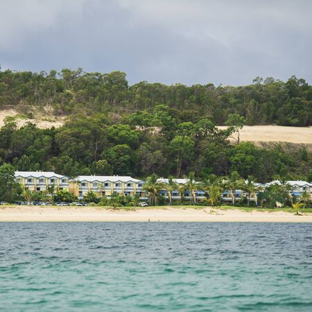 QUEENSLAND, AUSTRALIA - MARCH 23, 2017: View of Tangalooma Island Resort in Moreton Island, Queensland, Australiaのeditorial素材
