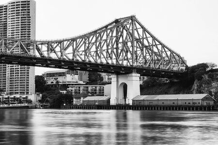 The iconic Story Bridge in Brisbane, Queensland, Australia. Black and White.