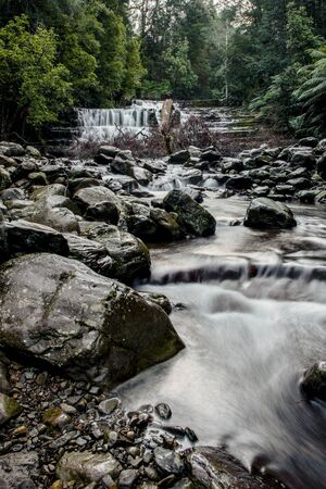 Beautiful Liffey Falls in the Midlands Region, Tasmania after heavy rain fall.の写真素材