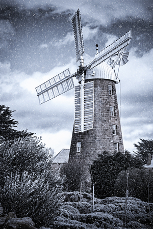 Historic and amazing Callington Mill in Oatlands, Tasmania, Australia on a clear winters day.の写真素材