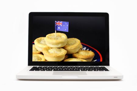 Sleek looking metallic finishing laptop on a white backgroundの写真素材